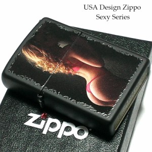 ZIPPOライター セクシー マットブラック 女性 ジッポ プリント 艶消し黒 鮮やか レディース メンズ プレゼント ギフト