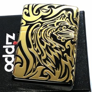 ZIPPO ライター トライバル クロス ジッポ 5面加工 黒金 マットブラック かっこいい おしゃれ 派手 プレゼント