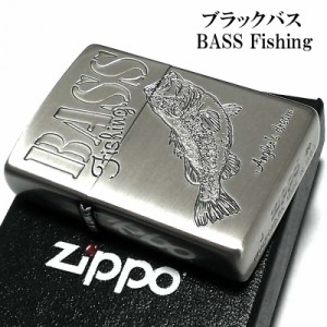 ZIPPO 釣道 ブラックバス ジッポ ライター 釣り 魚 古美加工 シルバー かっこいい 彫刻 おしゃれ メンズ ギフト プレゼント