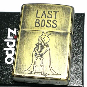 ジッポ ライター ユーズドフィニッシュ BOSS ZIPPO スカル 可愛い 彫刻 ブラス シンプル アンティークゴールド かっこいい おしゃれ メン