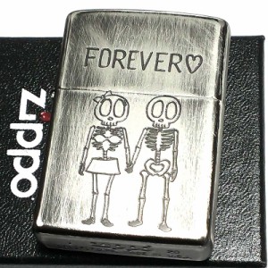 ジッポ かわいい ZIPPO ライター ユーズドフィニッシュ FOREVER スカル 彫刻 シンプル アンティークシルバー かっこいい おしゃれ レディ