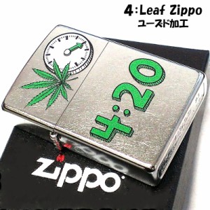 ZIPPO ライター 可愛い ユーズド加工 マリファナの葉 4:Leaf シルバー ストリートクローレディース ギフト プレゼント 