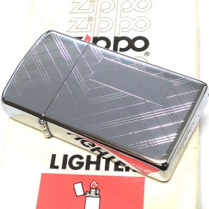 ZIPPO ヴィンテージ 1980年製 一点物 レア スリム ジッポ ライター ビンテージ シルバー ストライプ チェック 両面加工