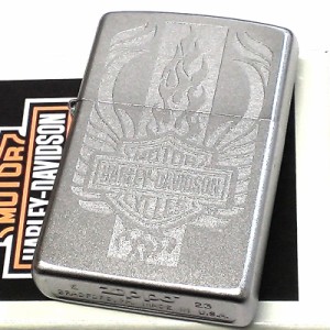 ZIPPO ライター かっこいい ハーレー ダビッドソン ジッポー ロゴ シルバーサテン エッチング彫刻 シンプル 渋い おしゃれ メンズ