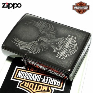 ZIPPO ハーレー ダビッドソン ジッポ ライター かっこいい イーグル ロゴデザイン レーザー彫刻 鏡面 ブラック おしゃれ