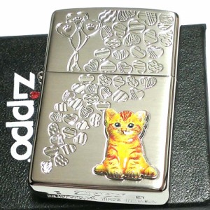 ZIPPO ライター ネコ kitten herart brow シルバー ジッポ 猫 可愛い ハート 立体ネコメタル 女性 レディース ねこ かわいい