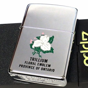 ZIPPO カナダ製 ジッポ ライター レア 1995年製 オンタリオ 花 おしゃれ トリリウム ビンテージ 廃盤 珍しい 未使用品 絶版 シルバー