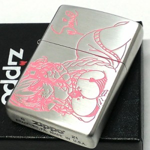 ZIPPO ライター すーぱーそに子 シルバー ジッポ 可愛い ピンク 両面加工 彫刻 銀 色差し キャラクター アニメ レディース メンズ