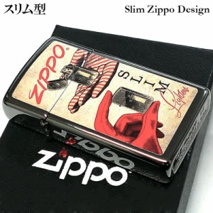 ZIPPO ライター スリム ジッポ おしゃれ ブラックアイス レトロ 黒 ユニーク 可愛い レディース かっこいい メンズ
