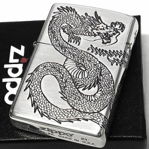 ZIPPO ライター ドラゴン 鳳凰 ジッポ 龍 シルバー 御守り 三面連続加工 かっこいい 銀 メンズ プレゼント ギフト お守り 和柄