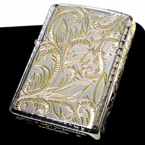 ZIPPO アーマー クラッシックアラベスク ジッポ ライター ５面彫刻 唐草 リーフ シルバー＆ゴールド 両面コーナーリューター加工