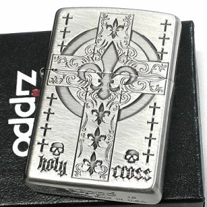 ZIZIPPO ライター レギュラークロス ユリ シルバー ジッポ スクラッチ加工 紋章 古美仕上げ かっこいい 彫刻 ドクロ おしゃれ 十字架 