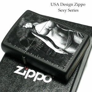 ZIPPOライター セクシー 艶消し黒 女性 ジッポ ドクロ マットブラック プリント 鮮やか レディース メンズ プレゼント ギフト