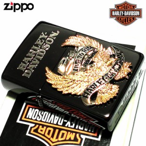 ZIPPO ハーレー ダビッドソン イーグル ビッグメタル ロゴ ゴールド イオンブラック 黒 金 かっこいい ジッポライター 鷲 メンズ ギフト