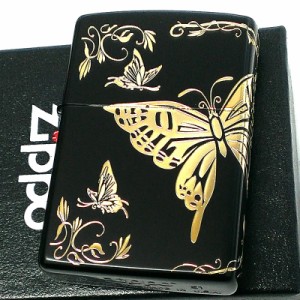 ZIPPO ライター 蝶 バタフライ ジッポー 和柄 ゴールド 金メッキ かわいい マットブラック レディース 黒 おしゃれ 可愛い 女性 ギフト