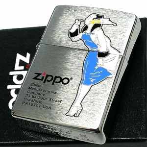 ZIPPO ウィンディー ジッポ ライター ロゴ 銀 かっこいい ブルー アンティークシルバー サテン仕上げ 色差し 彫刻 レトロ おしゃれ 