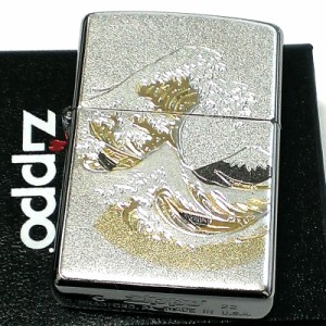 ZIPPO ライター 和柄 波富士 ジッポ シルバー 日本 和風 銀 デンチュウバン メンズ プレゼント ギフト