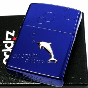 ZIPPO ライター ドルフィンメタル ジッポ イオンブルー バブルリング イルカ 可愛い 泡 海豚 青 シンプル かわいい メンズ おしゃれ