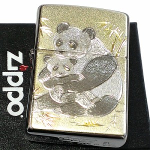 ZIPPO 親子パンダ ジッポ ライター 和風 日本 可愛い シルバー 銀 デンチュウバン かわいい レディース メンズ プレゼント ギフト