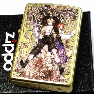 ZIPPO 天野喜孝 アンティーク ゴールド ライター ジッポ 両面加工 かっこいい 彫刻柄 重厚 おしゃれ 金 ゲーム メンズ ギフト プレゼント