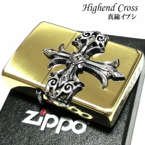 ZIPPO ライター ジッポ ハイエンドクロス スワロフスキー入り 真鍮イブシ スクエアスワロ ゴールド メンズ かっこいい 十字架 ギフト 