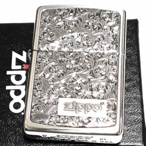 ZIPPO ライター ジッポ 唐草 ZIPPOロゴ 彫刻 プレート貼り シルバーイブシ ツートーン鍍金 おしゃれ 銀 高級 かっこいい メンズ ギフト 