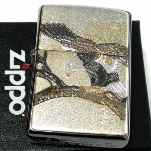 ZIPPO ライター 和柄 鷹 ジッポ シルバー 日本 和風 縁起物 タカ 銀 御守り デンチュウバン メンズ プレゼント ギフト