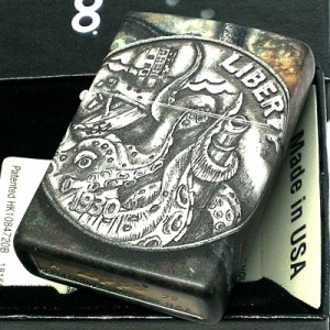 ZIPPO ライター かっこいい パイレーツコイン ジッポ 海賊 Pirate Coin ブラック ブラウン 5面デザイン 渋い おしゃれ メンズ