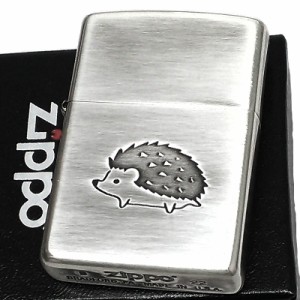 ジッポ ZIPPO ハリネズミ ライター レディース かわいい メンズ シルバーイブシ エッチング彫刻 銀 可愛い プレゼント ギフト