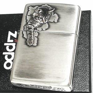 ZIPPO ライター ねこ キャットポー ジッポ 猫 かわいい ユニーク ネコ 可愛い 女性 盛り上げ加工 シルバー イブシ仕上げ レディース