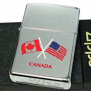 ZIPPO ライター カナダ製 2001年製 オンタリオ製 国旗 アメリカ 廃盤 レアジッポ 珍しい 未使用品 絶版 ヴィンテージ シルバー