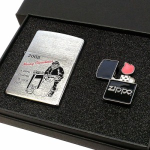 ZIPPO ライター 2005年製 ピンズセット ジッポ 絶版 レア ヴィンテージ 一点物 シルバー サンタクロース 