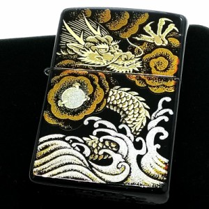 ZIPPO 本金蒔絵 龍 ジッポ ライター 和柄 伝統工芸 漆塗り 黒 かっこいい ブラック ドラゴン 竜 メンズ 高級 おしゃれ