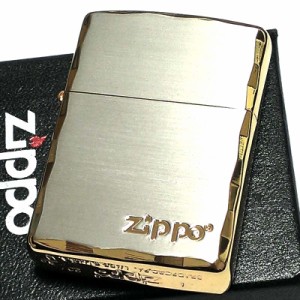 ZIPPO アーマー ジッポ ライター 重厚 ジッポロゴ シルバーサテン＆ゴールド 両面コーナー彫刻 金銀 Zippo シンプル メンズ