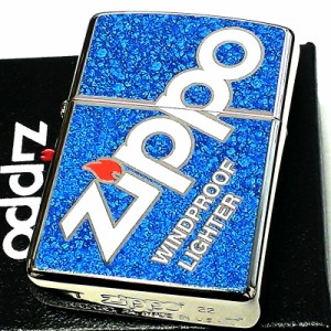 ZIPPO アーマー ロゴデザイン ジッポ ライター Zippo Logo 両面加工 ダブルフルカラー おしゃれ ブルー かっこいい 青 メンズ シルバー