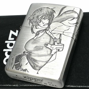 ZIPPO ライター アニメ ブラックラグーン レヴィ かっこいい ジッポ シルバー 3面加工 キャラクター レディース メンズ ギフト プレゼン