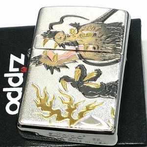 ジッポ 和柄 ドラゴン ZIPPO ライター シルバー 龍 日本 和風 竜 彫刻 銀 デンチュウバン メンズ プレゼント ギフト