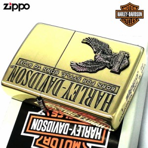 ZIPPO ライター ハーレー ダビッドソン ジッポ HARLEY-DAVIDSON イーグルメタル 彫刻 渋い アンティークゴールド ロゴ 鷲 金燻し