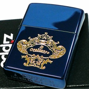 ZIPPO Orobinco 青金 オロビアンコ イオンブルー＆ゴールド ロゴ ブランド ジッポ ライター かっこいい イタリア 金差し シンプル メンズ