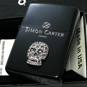 ZIPPO サイモンカーター ジッポ ライター スカルメタル スワロフスキー ドクロ マットブラック 艶消し 黒 かっこいい メンズ ブランド