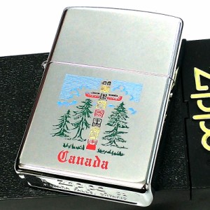 ZIPPO ライター カナダ製 2001年製 トーテムポール ジッポ オンタリオ製 珍しい 鏡面シルバー 未使用品 ビンテージ 絶版