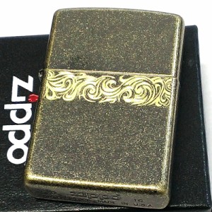 ZIPPOライター タトゥーライン アンティークブラス ジッポ 彫刻 ゴールド ブラスバレル仕上げ 古美仕上げ メンズ プレゼント かっこいい 