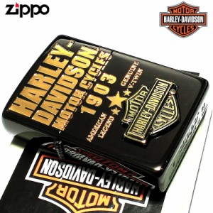 ZIPPO ライター ハーレー ダビッドソン 国内限定モデル ロゴ ゴールド イオンブラック 黒 金 かっこいい ジッポライター おしゃれ ギフト