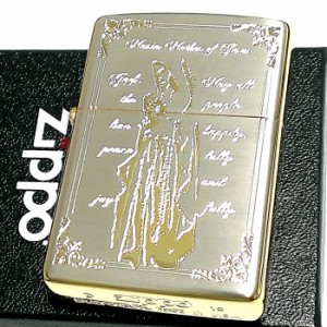 ZIPPO ライター マリア ジッポ シルバーサテン 金銀 エッチング彫刻 かっこいい おしゃれ メンズ レディース ギフト プレゼント