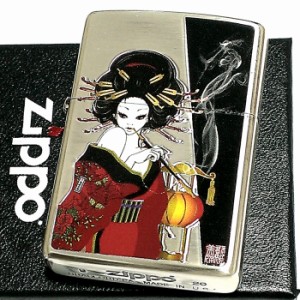 ZIPPO ライター 煙管と女 和柄 ジッポ アンティーク シルバー燻し キセルレディ かわいい ジッポー メンズ レディース ギフト 
