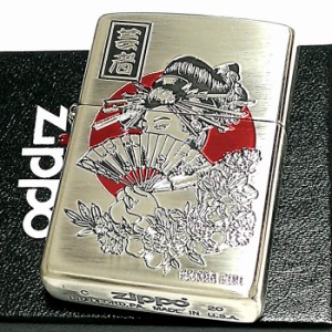 ZIPPO ライター 芸者 和柄 ジッポ アンティーク シルバー燻し 日の丸 ジッポー かっこいい メンズ レディース ギフト おしゃれ 