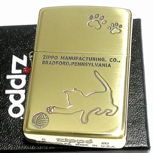 ジッポ ライター ZIPPO 猫 ゴールド 真鍮 いぶし仕上げ おしゃれ メンズ 金 可愛い キャットシリーズ ギフト プレゼント