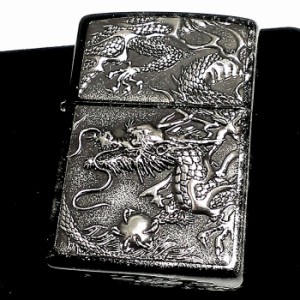 ZIPPO ライター ライズメタル 銀龍 亀甲 銀 伝統工芸 ジッポ 本漆塗り 黒 かっこいい 竜 和柄 シルバー ブラック おしゃれ ドラゴン 高級