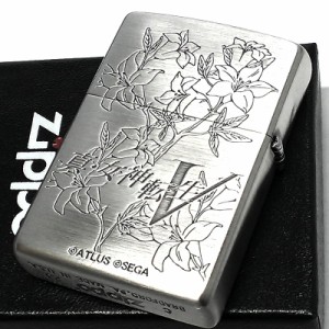 ZIPPO ライター 真・女神転生V 縄印学園 制服柄 ジッポ シルバー 両面加工 ゲーム かっこいい ロゴ エッチング彫刻 銀 メンズ 花柄