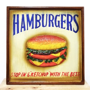 木製 看板 ハンバーガー アンティークボード プレート おしゃれ アメリカン 玄関飾り かわいい ビンテージ 店舗 お店 カフェ かわいい 雑